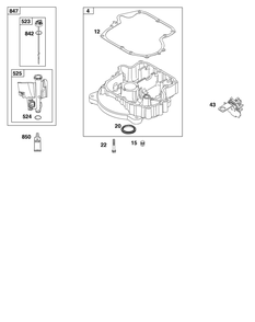 Crankcase Cover/Sump And Lubrication Group Diagram and Parts List for 21R807-0089-G1 200000 - 399999 Briggs and Stratton Engine
